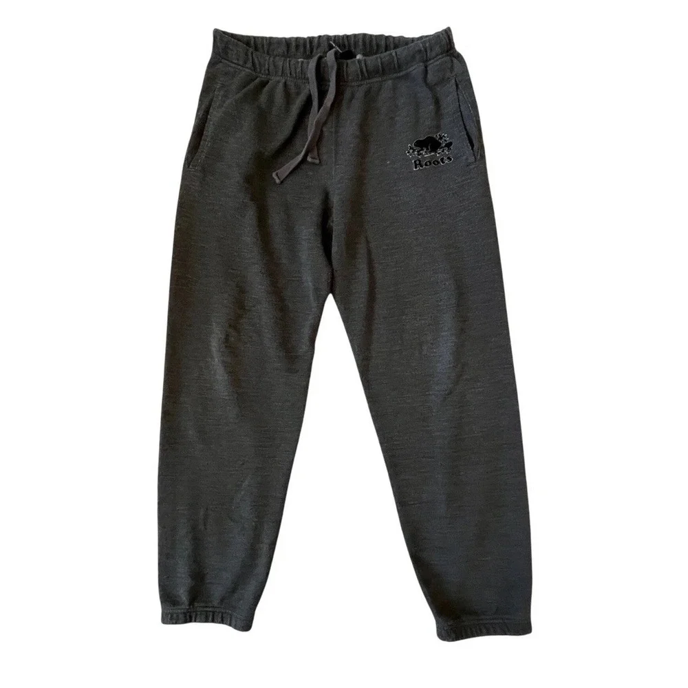 Roots Salt & Pepper Sweatpants Mens Large Charcoal Grey Heather Joggers Logo